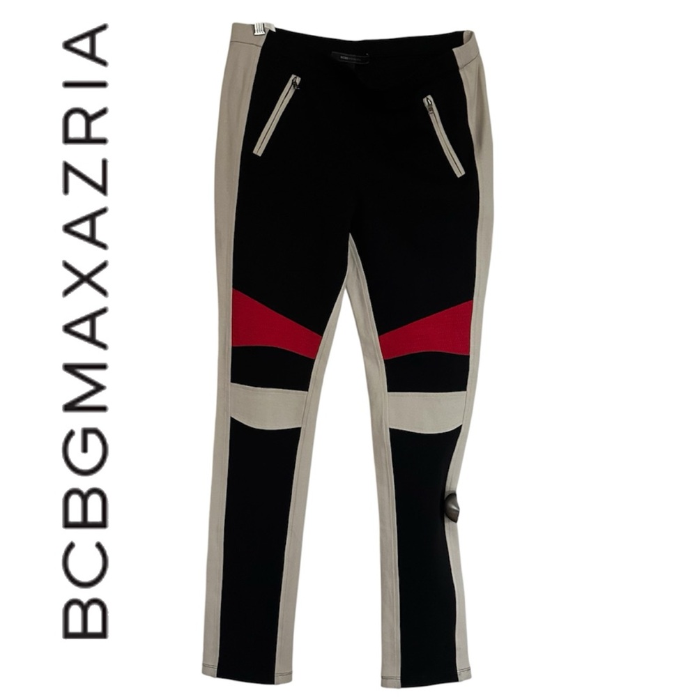 BCBGMaxAzria Women’s Black and Red Joggers Sz Lg.